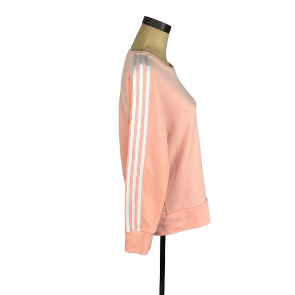 Adidas women’s peach pullover sweatshirt white stripes SZ M - Picture 3 of 9